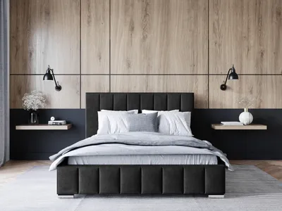 Produktbild von ADIDAR Lina Polsterbett 160x200cm Doppelbett Metallrahmen mit hydraulischen Wagenhebern Lattenrost Bettkasten Hochwertige Qualität (Schwarz - Amor Velvet 4322)