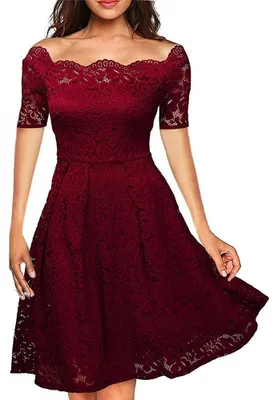 Imagen del producto de Solidchoice - Vestido de cóctel retro con encaje en color burdeos, ideal para fiestas