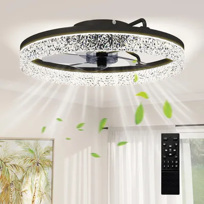 Obrázok produktu pre Stropný ventilátor HOMCOM, tichý, s LED osvetlením a diaľkovým ovládaním, čierny