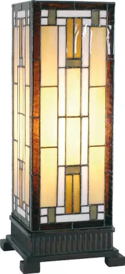 Produktbild von Clayre & Eef Tiffany Tischlampe 18x45 cm Braun Beige Glas