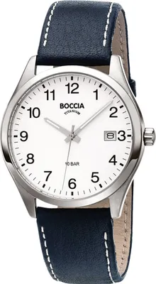 Produktbild von Boccia 3669-01 Herrenuhr Titan mit Lederband Schwarz