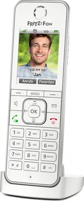 Produktbild von AVM DECT-Telefon FRITZ!Fon C6, weiß, hochwertiges Farbdisplay, HD-Telefonie, Internet-/Komfortdienste, FRITZ!Box-Funktionen, ergonomisch, Babyfon-Funktion, Helligkeits- & Bewegungssensor, DECT Eco Mode, 152x48x21 mm (HxBxT)