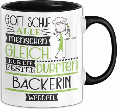 Produktbild von Bäckerin Geschenk Becher Tasse Gott Schuf Alle Menschen Gleich Nur Die Besten Durfeten Bäckerin Werden Geschenkidee Lustig (Schwarz)