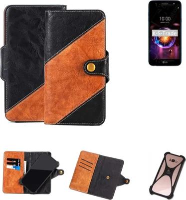 Produktbild von K-S-Trade Handyhülle Schutzhülle Bookstyle Case Wallet-Case kompatibel mit LG Electronics X Power 3 Handy Cover Bumper Klapphülle schwarz hellbraun