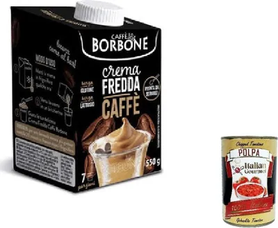 Produktbild von Italian Gourmet E.R. 6x Crema fredda Caffè Borbone Kaffee Kaltcreme coffee drink Creme auf Milchbasis mit Kaffee 550ml + Italian Gourmet polpa 400g
