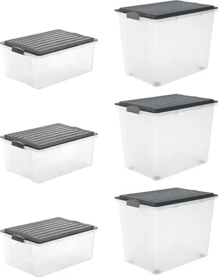 Produktbild von Rotho 2er-Set Aufbewahrungsbox 40L Maloja - Kunststoffbox mit Deckel - Stapelbox 39,5 x 38,0 x 34,0 cm - Plastikbox Ordnungsbox Allzweckkiste