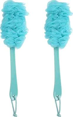 Produktbild von Luffa-Rückenschrubber für Dusche, Holzgriff, Badeschwamm, Lufa-Duschbürste, weiches Nylon-Netz-Rückenreiniger, Körperbürste für Damen und Kinder, Badezimmer, Dusche, Zubehör,Blau