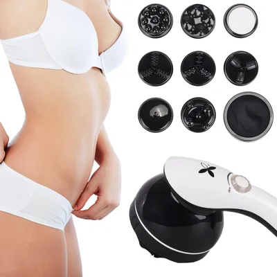 Produktbild von Habys Elektrisches Körpermassagegerät Body 9 in 1 | mit Infrarotfunktion und 9 Aufsätzen | Anti-Cellulite & Hautstraffung | Body-Massager