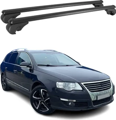 Image de Barres de toit Transversales pour VW Passat Variant 2005-2010 Aluminium Noir
