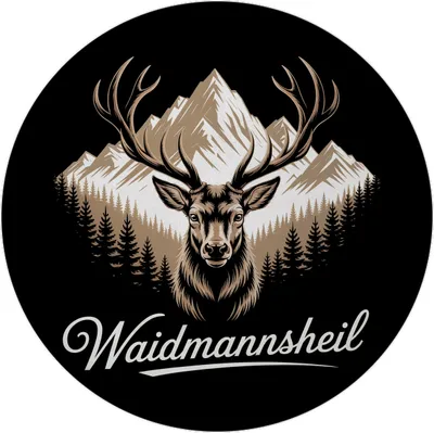 Produktbild von Hirsch vor Bergkulisse Waidmannsheil Magnet für Jäger