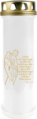 Produktbild von Grabkerze Weiß ( Druck Gold ), Brenndauer: 100 Stunden, Motiv: Engel