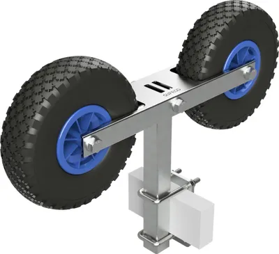 Produktbild von Pendel Doppelrad Abrollvorrichtung Sliphilfe Bootstrailer PolyurethanReifen SUPROD RKDO3-260-PU, Ø 260 mm, schwarz/blau