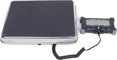 Produktbild von Digitale Versand- und Postwaage, Industrie-Bodenwaage, 200 kg/440 lb Tragkraft, Edelstahlplattform, inkl. 2 AAA-Batterien, schwarz