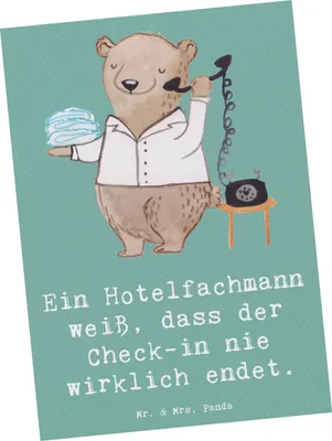 Produktbild von Mr. & Mrs. Panda Postkarte Hotelfachmann Lebensweisheit - Meeresbrise - Geschenk, Geschenke für Berufstätige, Housekeeping, Fotokarte, Beruf, Kommunikation, Berufe