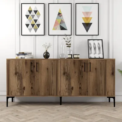 Obrázek produktu pro Skye Decor, Kiev- Kiev HCT, barva ořech, komoda, 78x180x35 cm, 100% melaminovaná dřevotříska