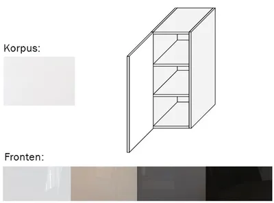 Image de Armoire suspendue (EST-WE/30) à 1 porte, 30 cm, blanc perle mat, façade en acrylique, couleur au choix