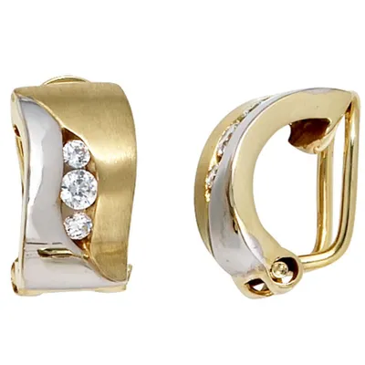 Produktbild von Ohrclips Clips Ohrschmuck mit Zirkonia 333 Gold Gelbgold teilrhodiniert Damen