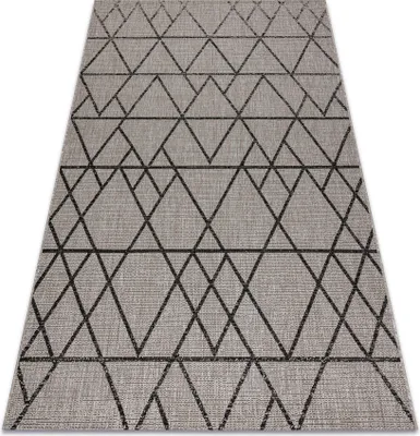 Zdjęcie produktu dla DYWAN SZNURKOWY SIZAL FLOORLUX 20508 silver / black TRÓJKĄTY szary 240x330 cm