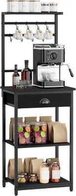 Produktbild von Famanu Küchenregal mit 5 Ebenen und 8 Haken - Schwarz