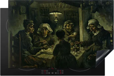 Produktbild von KitchenYeah© Herdabdeckplatte Die Kartoffelesser - Vincent van Gogh , 81x52cm, Küche Deko, Glaskeramikkochfeld Herdabdeckung, Abdeckplatte fùr Kochfeld