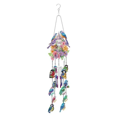 Produktbild von Diamond Painting Windspiel 3D – Vögel & Blumen │ ca. 78 cm | DIY Bastelset | Kreativgeschenk für Erwachsene