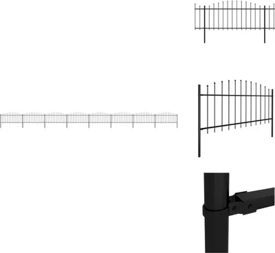 Immagine prodotto di vidaXL Recinzione da giardino con punte di lancia in acciaio (0,5 - 0,75) x 13,6 m nero - Pannelli di recinzione