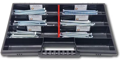 Produktbild von Sechskantschrauben Sortiment M5 // 65mm-100mm 90 tlg Schraubenbox DIN 933/ISO4017 Vollgewindeschrauben Maschinenschrauben Gewindeschrauben Sechskantschrauben