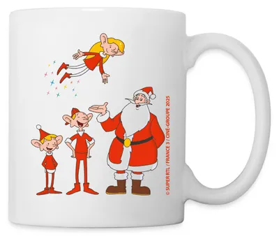 Produktbild von Spreadshirt Weihnachtsmann & Co. KG Weihnachtsmann Mit Elfen Tasse, One size, Weiß