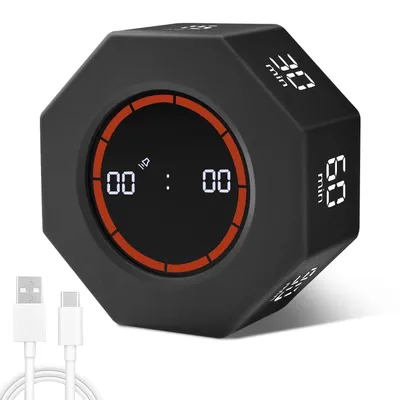 Productafbeelding van Digitale timer met zwaartekrachtsensor - Met afteltimer van 1/3/5/15/30/60/90 minuten - Geschikt voor keuken, koken, werk, sport - Zwart