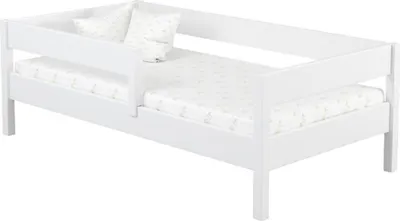 Produktbild von Kinderbett Lina 200x90 Kinderbett mit Rausfallschutz & Lattenrost weiß 90 x 200 für Mädchen und Jungen Massivholz Kiefer