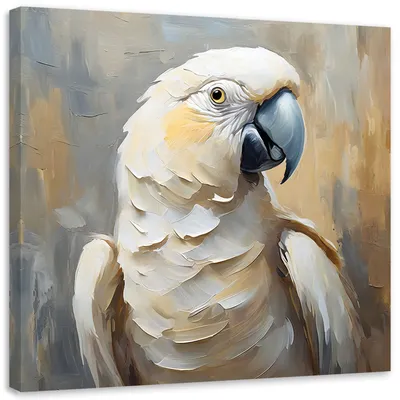 Produktbild von Leinwandbild Ölgemälde Papagei 60x60 Feeby Beige bild für die wand bereit zum aufhängen
