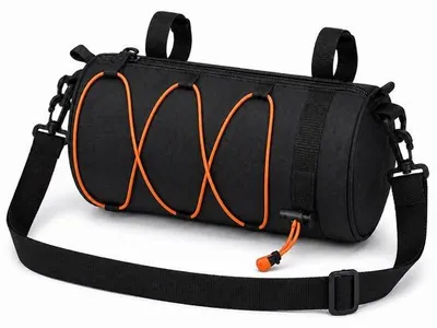 Productafbeelding van Fietszak - Enkele fietszak - Stuurtas voor fiets - Waterdichte fietszak voor op het stuur - Opvouwbare fietszak met grote capaciteit en schouderriem, geschikt voor racefietsen en mountainbikes - oranje
