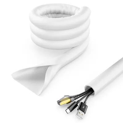 Produktbild von deleyCON 3,0m Kabelschlauch Selbstschließend Kabelmanagement Kabelkanal Kabelschutz Robuster Nylon Kabelmantel Haushalt Büro Schreibtisch Weiß