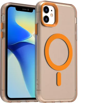Immagine prodotto di Custodia per iPhone 11, compatibile con MagSafe, sottile custodia semi-trasparente opaca antiurto Arancione
