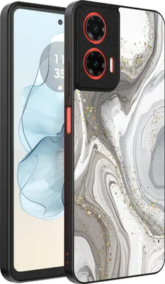 Immagine prodotto di Smartphonica Custodia per telefono adatta a Motorola Moto G04 - G24 - G24 Power - E14 con stampa in marmo - Custodia posteriore in TPU con design in marmo - Argento