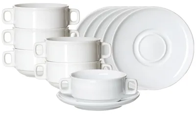 Produktbild von Ritzenhoff & Breker Bianco Suppentasse mit Untertasse 245 ml 6er Set