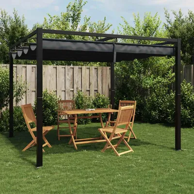 Produktbild von vidaXL Gartenpavillon mit Ausziehbarem Dach Anthrazit 3x3 m Stahl