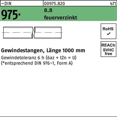 Produktbild von Gewindestange DIN 975 M 10 x 1000mm 8.8 feuerverzinkt