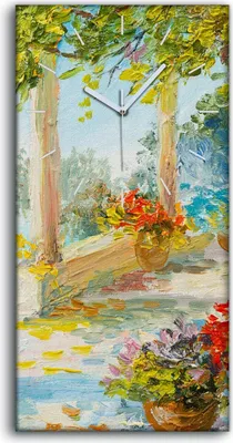 Produktbild von Dekor Leinwand Uhr Wandbilder 30x60 Ölgemälde Meer Blumen Bäume Ansicht - weiße Hände