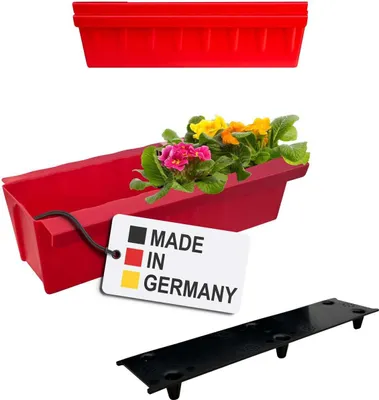 Produktbild von BURI 2 Euro-Paletten Blumenkästen-Einsätze inkl. Bewässerungsmatte | mit Hängesystem zum Einhängen | 37,3cm Rot | Pflanzkasten für Europalette Palette | Balkonkasten | Blumentopf | extrem stabil