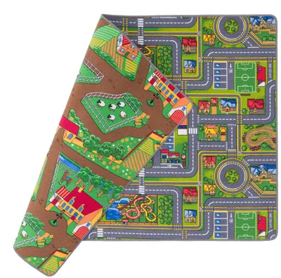 Produktbild von Kinder Straßenteppich Beidseitig Bauernhof Abenteuer, Größe:80x160 cm