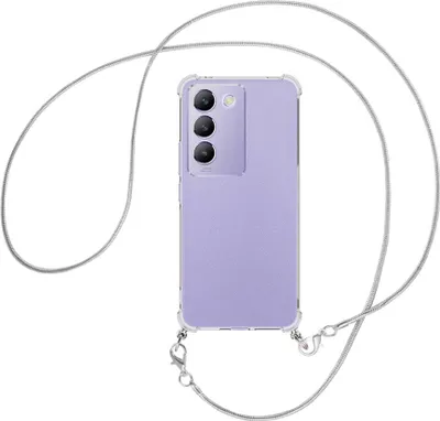 Produktbild von Handykette Backcover-Schutzhülle mit Band (Metall silberfarben) für vivo Y200e 5G / V30 Lite 4G / T3 5G - silberfarbene Snake-Kette