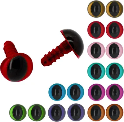 Produktbild von 5 Paar  Kunststoff-Augen 12mm Katzenaugen Tieraugen Teddyaugen, Farbwahl, Farbe:rot