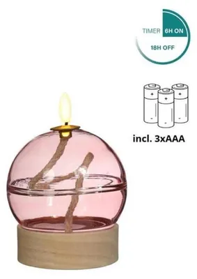Immagine prodotto di Lampada a olio a LED rosa con timer Ø10xH13,5 cm