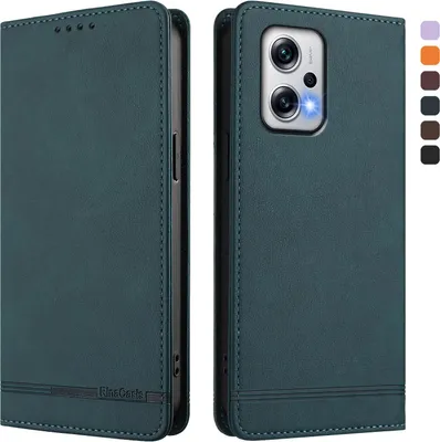 Immagine prodotto di Custodia per Xiaomi Poco X4 GT/Redmi Note 12T Pro, retro custodia flip in Finto cuoio con supporto e slot per carte Verde