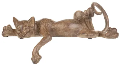 Produktbild von Deko-Figur Katze ruht sich aus Kantenhocker aus Polyresin braun