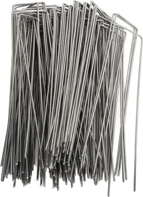 Obrázek produktu pro 100 pozinkovaných ocelových zahradních kolíků 4x10 cm - kotvení do země pro plevelné rouno, plachtové svorky Chengqi01