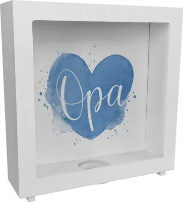 Produktbild von Opa-Herz Rahmen Spardose aus Holz mit Spruch Opa