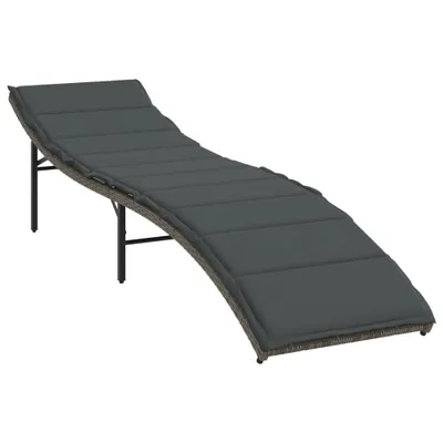 Produktbild von vidaXL Sonnenliege mit Kissen Grau 55x199x50 cm Poly Rattan