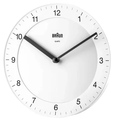 A close-up shot of a white analog wall clock with black hands and numbers.